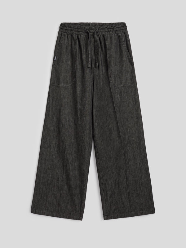 UNISEX JOGGER PANT IN CHAMBRAY OVER FIT BLACK - BLACK - Men′s Bottomwear | Pence 1979