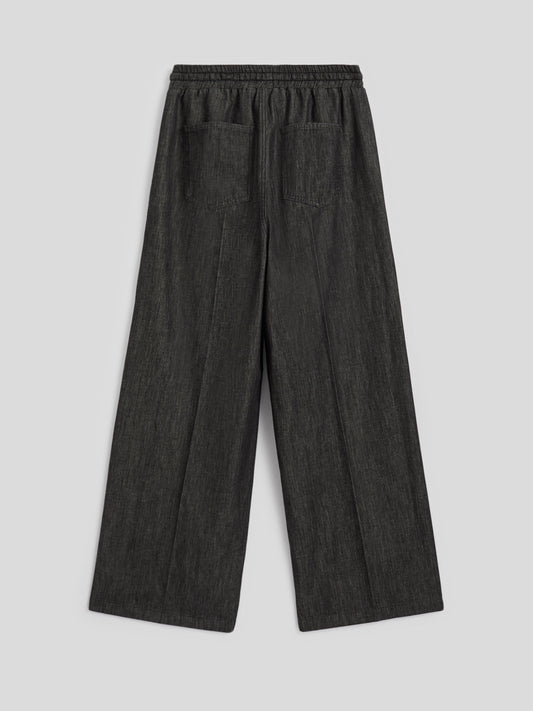 UNISEX JOGGER PANT IN CHAMBRAY OVER FIT BLACK - BLACK - Men′s Bottomwear | Pence 1979