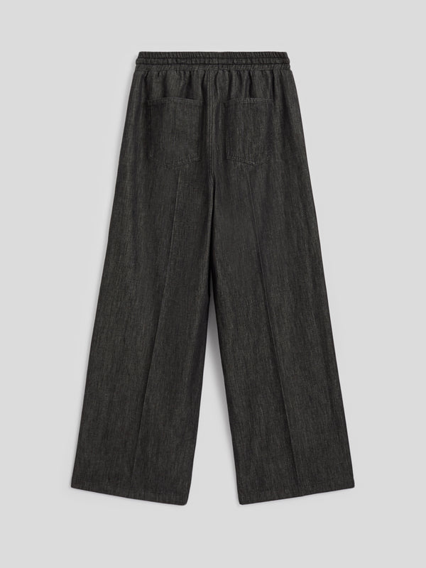 UNISEX JOGGER PANT IN CHAMBRAY OVER FIT BLACK - BLACK - Men′s Bottomwear | Pence 1979