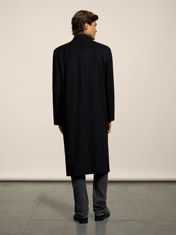UNISEX DOUBLE-BREASTED OVER FIT COAT IN WOOL CLOTH BLACK - BLACK - Men′s Clothing  | Pence 1979