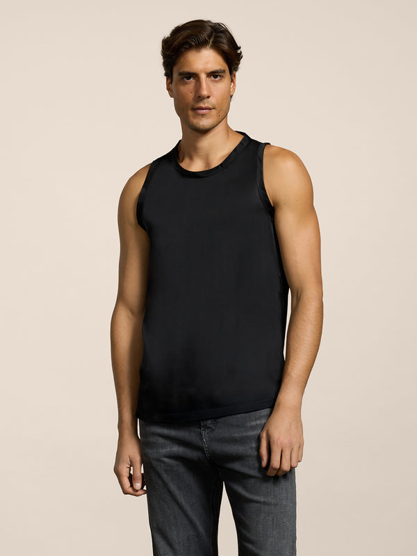 UNISEX RELAXED FIT VISCOSE TANK TOP BLACK - BLACK - Men′s Clothing  | Pence 1979