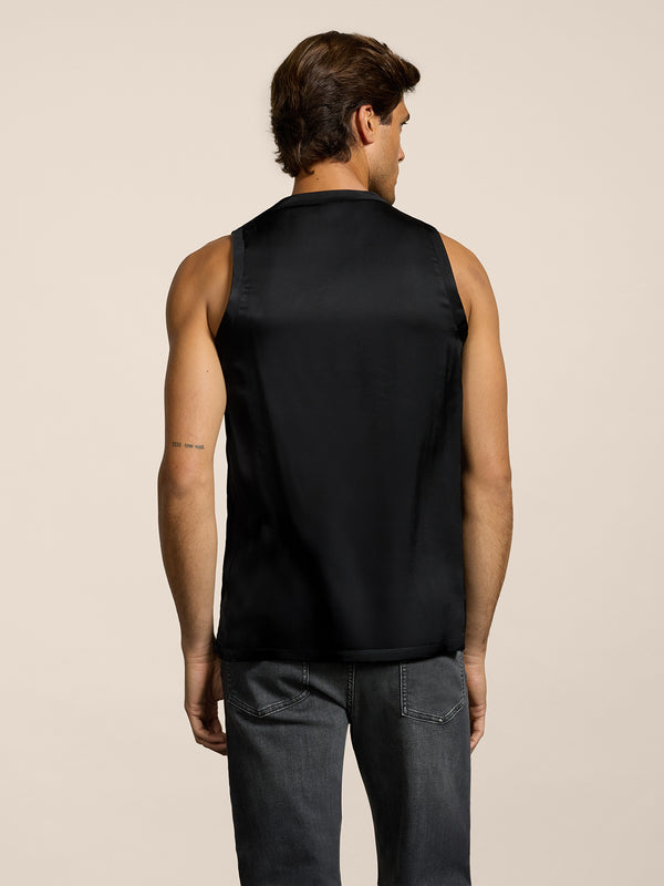 UNISEX RELAXED FIT VISCOSE TANK TOP BLACK - BLACK - Men′s Clothing  | Pence 1979