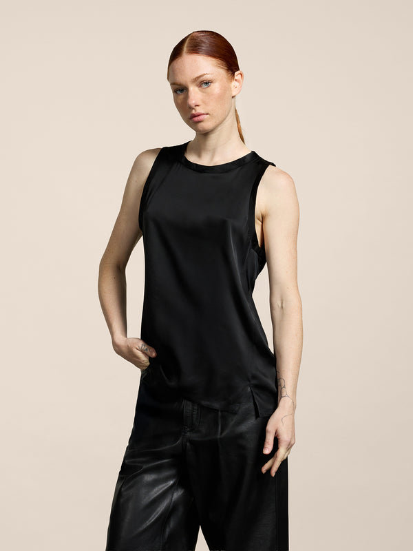 UNISEX RELAXED FIT VISCOSE TANK TOP BLACK - BLACK - Men′s Clothing  | Pence 1979