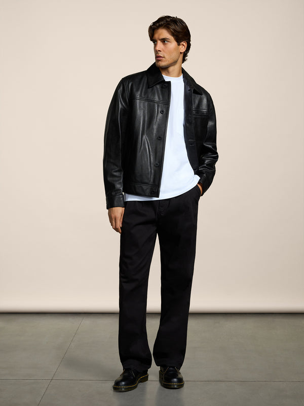 UNISEX RELAXED FIT PANT IN COTTON SATIN WITH DOUBLE PLEATS BLACK - BLACK - Men′s Bottomwear | Pence 1979