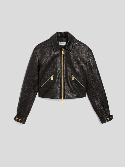 LEATHER JACKET - BLACK - Check Active | Pence 1979
