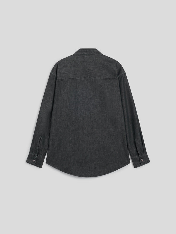 WOMEN'S OVER FIT SHIRT FLAP POCKETS LONG SLEEVES BLACK - BLACK - Women′s Clothing | Pence 1979