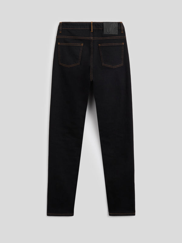 WOMEN'S 5 POCKET SLIM FIT PANT IN BLACK COMFORT DENIM  - BLACK - Women′s Bottomwear | Pence 1979