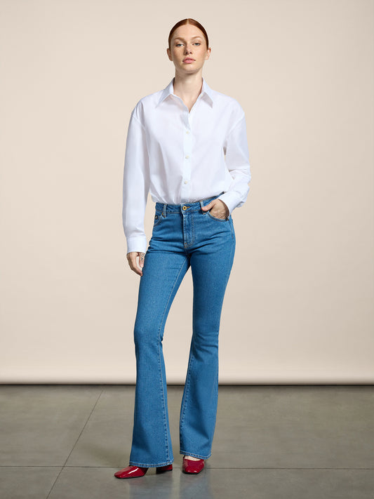 LONG DENIM DRESS COMFORT SLIM FIT DARK BLUE - LIGHT DENIM BLUE - Women′s Bottomwear | Pence 1979