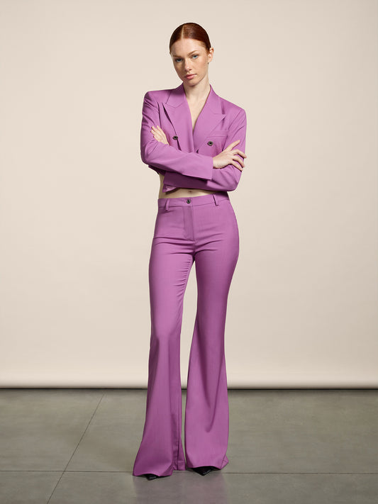 WOMEN'S FLARED PANT IN LIGHTWEIGHT WOOL PINK - PINK - Women′s Bottomwear | Pence 1979