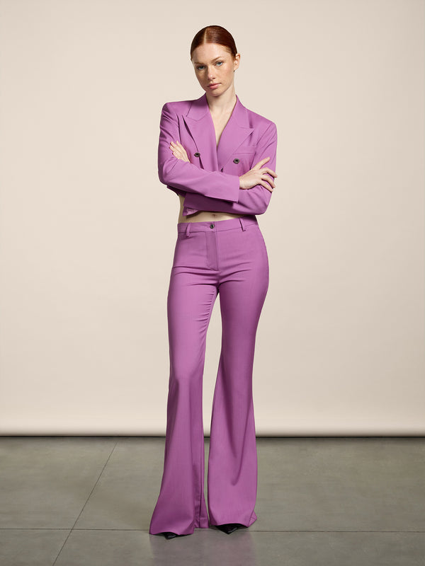 WOMEN'S FLARED PANT IN LIGHTWEIGHT WOOL PINK - PINK - Women′s Bottomwear | Pence 1979