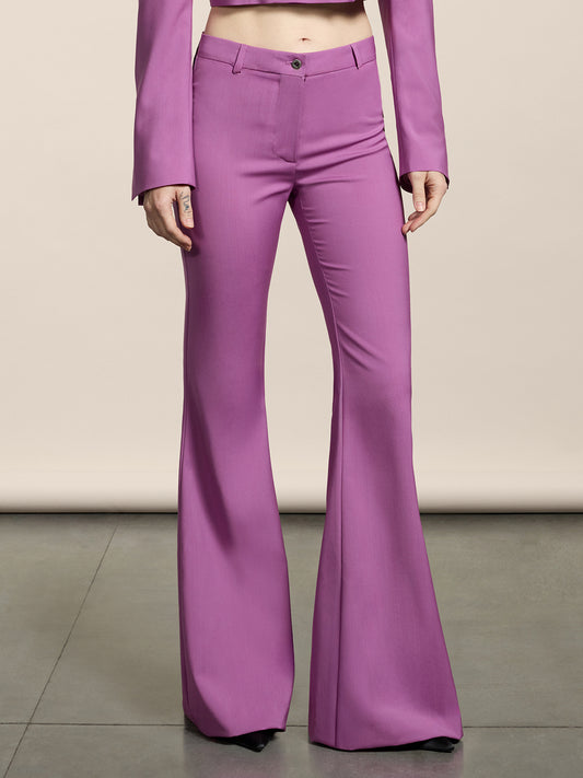 WOMEN'S FLARED PANT IN LIGHTWEIGHT WOOL PINK - PINK - Women′s Bottomwear | Pence 1979