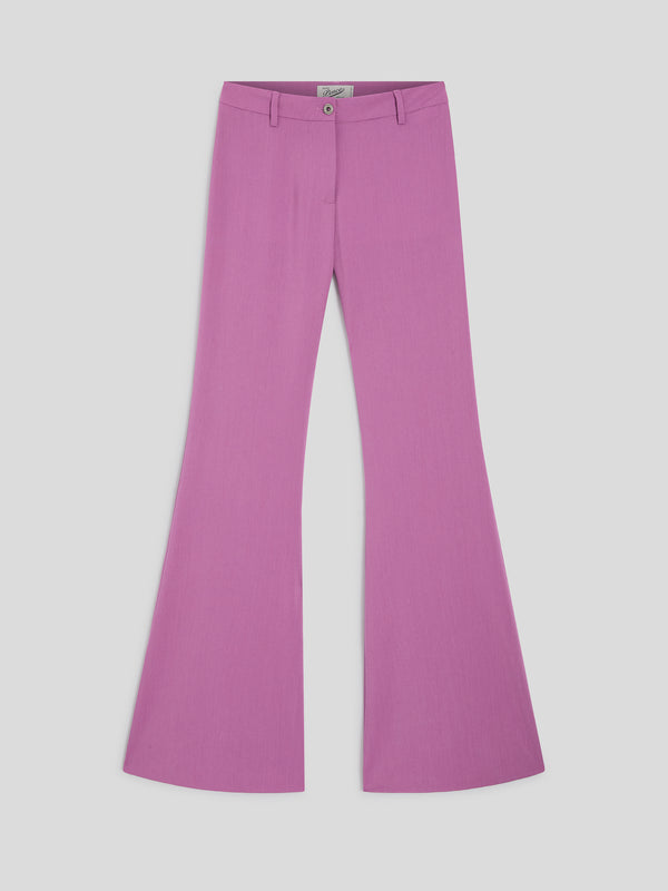 WOMEN'S FLARED PANT IN LIGHTWEIGHT WOOL PINK - PINK - Women′s Bottomwear | Pence 1979