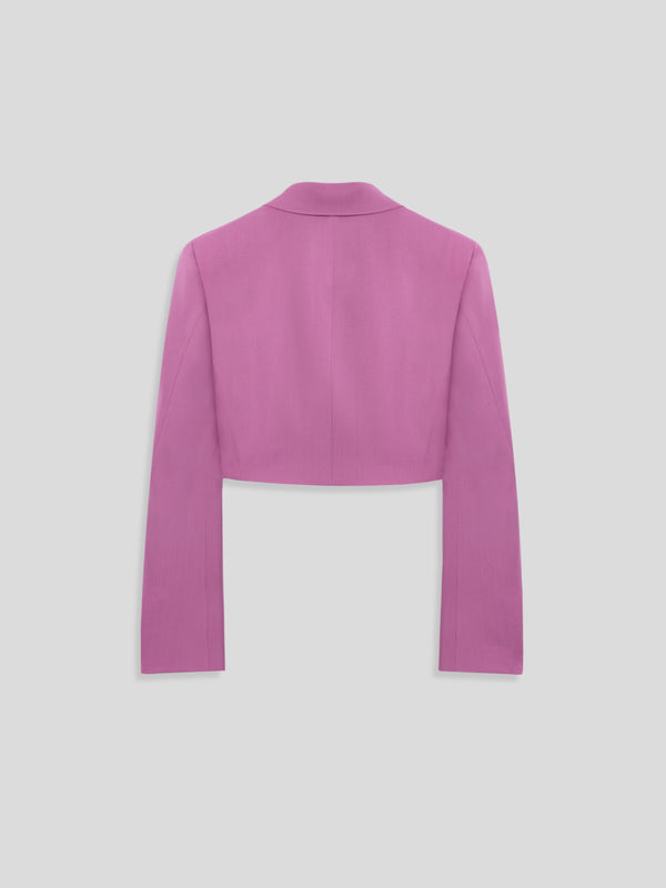 DOUBLE-BREASTED BLAZER WITH PEAKED LAPELS IN LIGHTWEIGHT WOOL PINK  - PINK - Women′s Blazers | Pence 1979