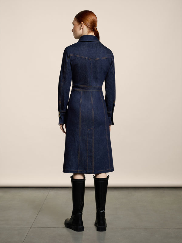 LONG DENIM DRESS COMFORT SLIM FIT DARK BLUE - DARK DENIM BLUE  - Women′s Clothing | Pence 1979