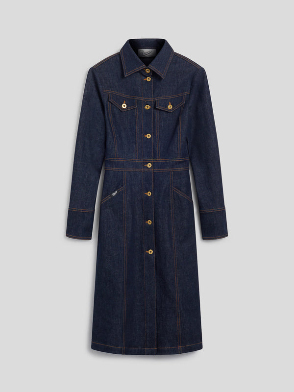 LONG DENIM DRESS COMFORT SLIM FIT DARK BLUE - DARK DENIM BLUE  - Women′s Clothing | Pence 1979