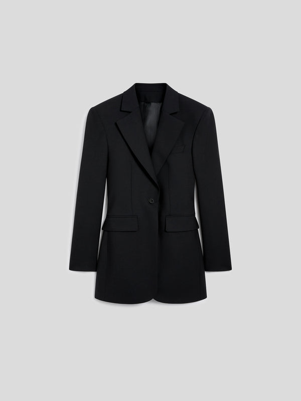 WOMEN'S SINGLE-BREASTED BLAZER WITH MIRROR LAPELS IN LIGHTWEIGHT WOOL REGULAR FIT BLACK - BLACK - Women′s Blazers | Pence 1979
