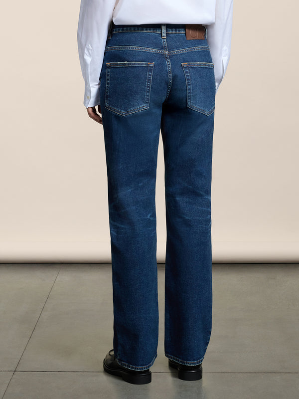 WOMEN'S 5 POCKE REGULAR FIT PANT IN DENIM COMFORT MEDIUM BLUE - MEDIUM DENIM BLUE  - Women′s Bottomwear | Pence 1979