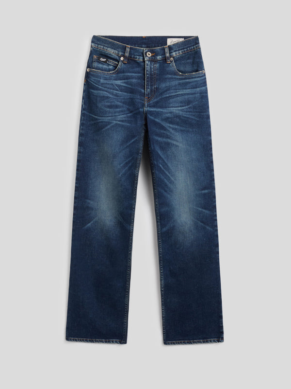 WOMEN'S 5 POCKE REGULAR FIT PANT IN DENIM COMFORT MEDIUM BLUE - MEDIUM DENIM BLUE  - Women′s Bottomwear | Pence 1979