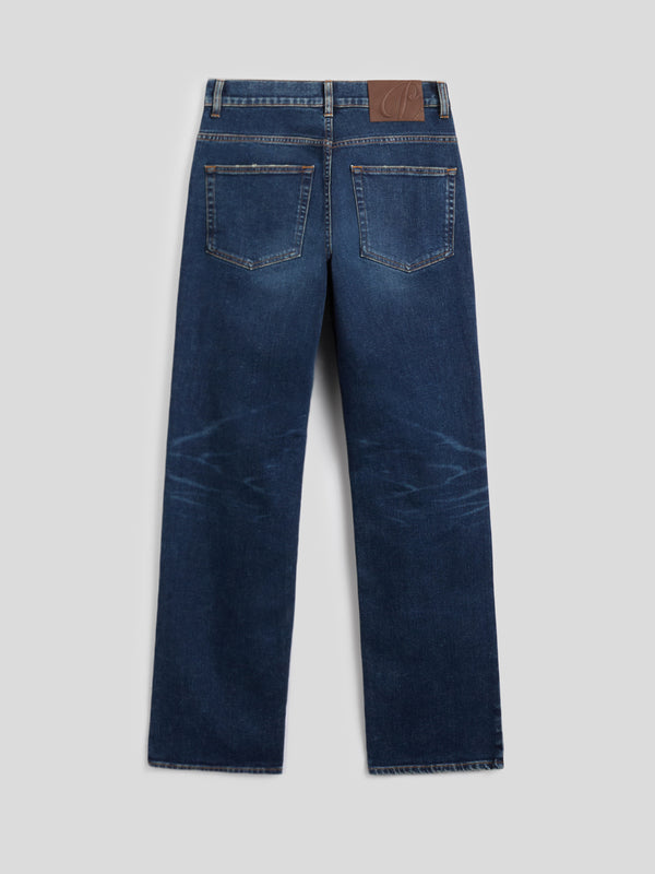 WOMEN'S 5 POCKE REGULAR FIT PANT IN DENIM COMFORT MEDIUM BLUE - MEDIUM DENIM BLUE  - Women′s Bottomwear | Pence 1979