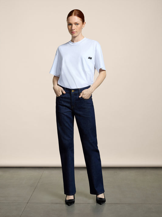 WOMEN'S 5 POCKET PANT IN DENIM COMFORT BLUE REGULAR FIT - DARK DENIM BLUE  - Women′s Bottomwear | Pence 1979