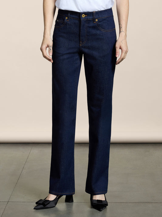 WOMEN'S 5 POCKET PANT IN DENIM COMFORT BLUE REGULAR FIT - DARK DENIM BLUE  - Women′s Bottomwear | Pence 1979