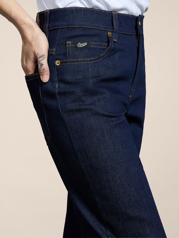 WOMEN'S 5 POCKET PANT IN DENIM COMFORT BLUE REGULAR FIT - DARK DENIM BLUE  - Women′s Bottomwear | Pence 1979