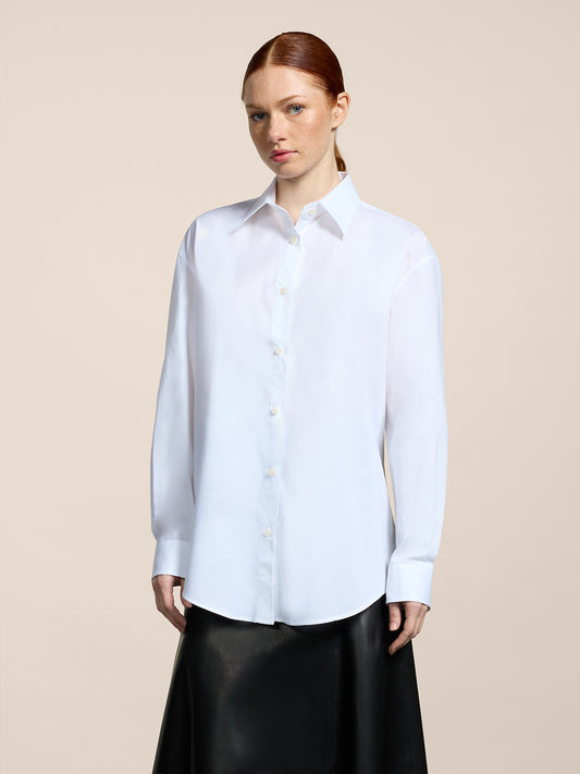 WOMEN'S OVER FIT COTTON POPLIN SHIRT WHITE - WHITE - Women′s Clothing | Pence 1979