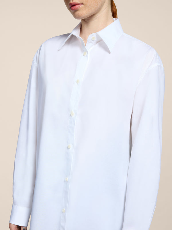 WOMEN'S OVER FIT COTTON POPLIN SHIRT WHITE - WHITE - Women′s Clothing | Pence 1979