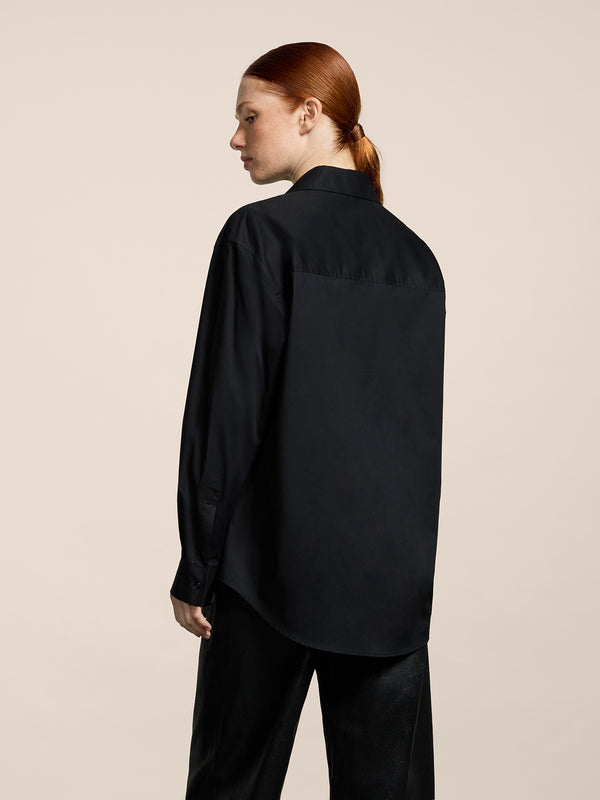 WOMEN'S OVER FIT COTTON POPLIN SHIRT BLACK - BLACK - Women′s Clothing | Pence 1979