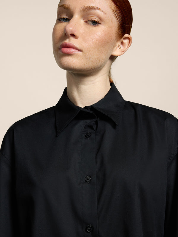 WOMEN'S OVER FIT COTTON POPLIN SHIRT BLACK - BLACK - Women′s Clothing | Pence 1979