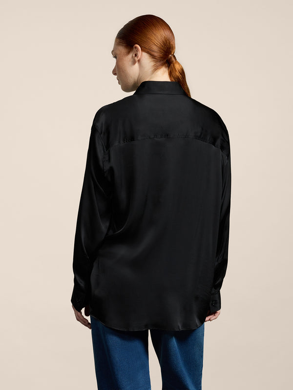 WOMEN'S OVER FIT VISCOSE SHIRT BLACK - BLACK - Women′s Clothing | Pence 1979