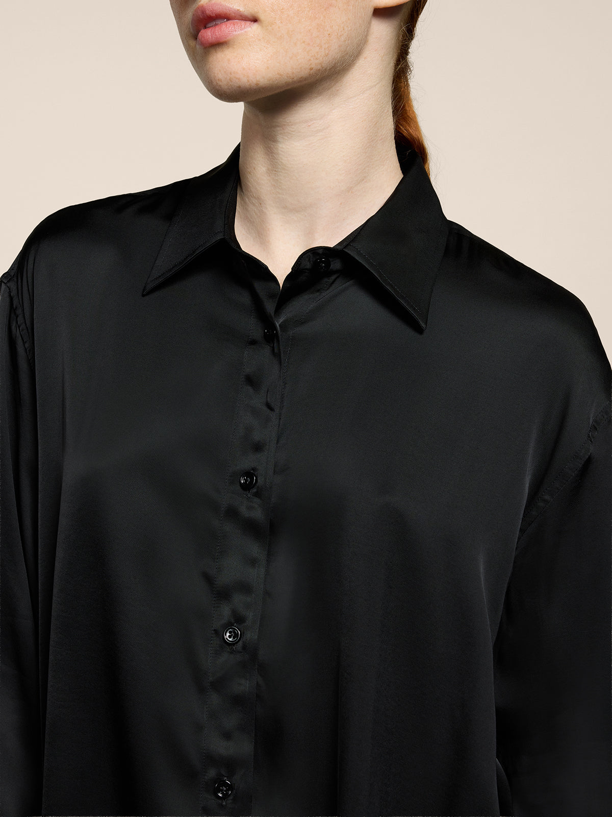 WOMEN'S OVER FIT VISCOSE SHIRT BLACK