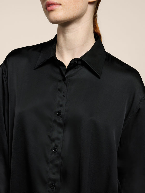 WOMEN'S OVER FIT VISCOSE SHIRT BLACK - BLACK - Women′s Clothing | Pence 1979