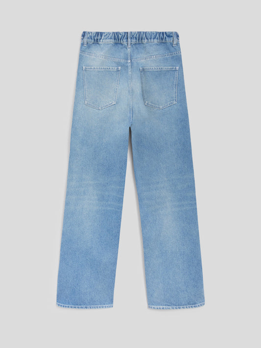 UNISEX RELAXED FIT TROUSERS WITH LIGHT BLUE ELASTIC WAISTBAND - LIGHT BLUE  - Check Active | Pence 1979