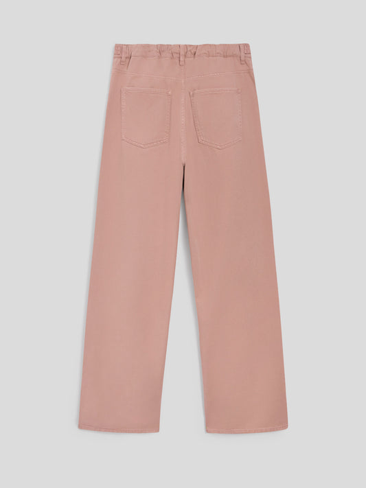 UNISEX RELAXED-FIT TROUSERS WITH ELASTIC WAISTBAND IN PINK TENCEL COTTON - DUSTY ROSE  - Men′s Bottomwear | Pence 1979