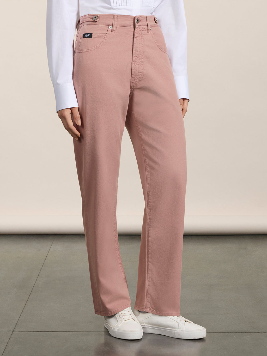 UNISEX RELAXED-FIT TROUSERS WITH ELASTIC WAISTBAND IN PINK TENCEL COTTON - DUSTY ROSE  - Men′s Bottomwear | Pence 1979