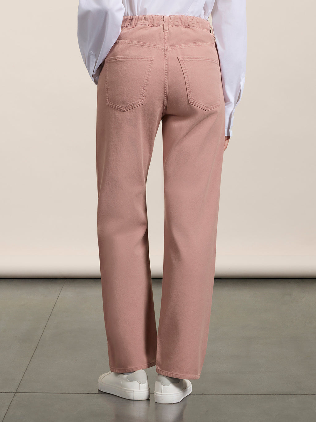 UNISEX RELAXED-FIT TROUSERS WITH ELASTIC WAISTBAND IN PINK TENCEL COTTON - DUSTY ROSE  - Men′s Bottomwear | Pence 1979