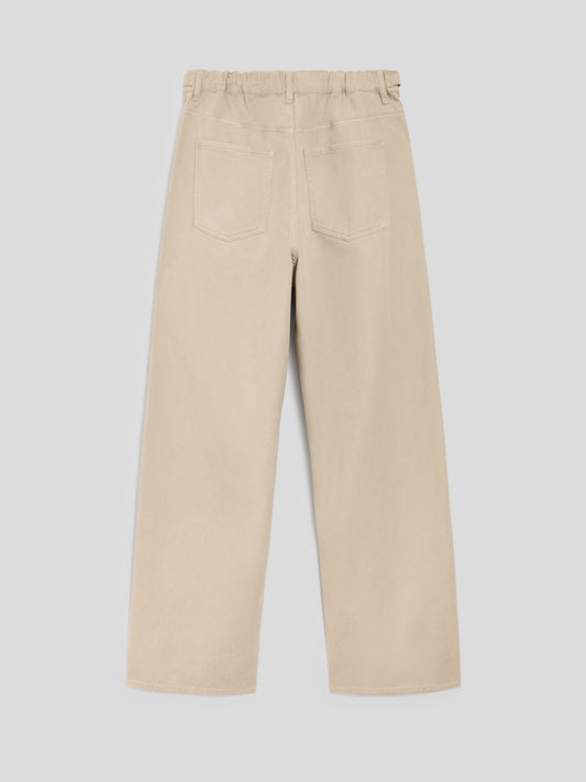 UNISEX RELAXED-FIT TROUSERS WITH ELASTIC WAISTBAND IN COLONIAL TENCEL COTTON - COLONIAL - Men′s Bottomwear | Pence 1979