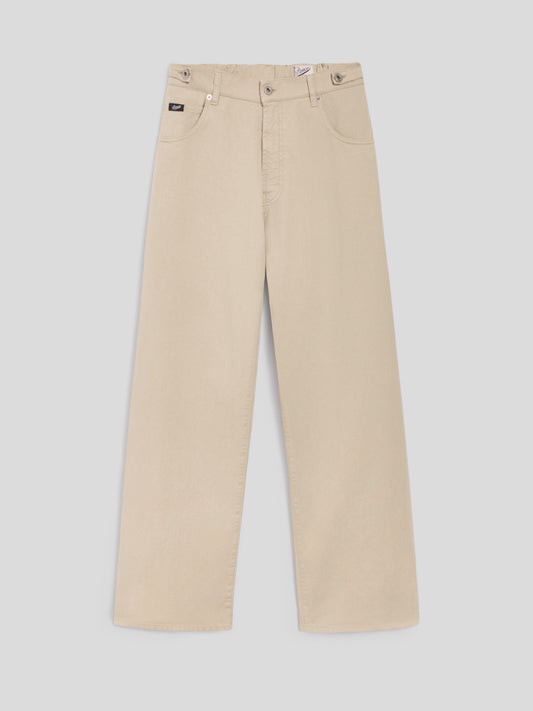 UNISEX RELAXED-FIT TROUSERS WITH ELASTIC WAISTBAND IN COLONIAL TENCEL COTTON - COLONIAL - Men′s Bottomwear | Pence 1979
