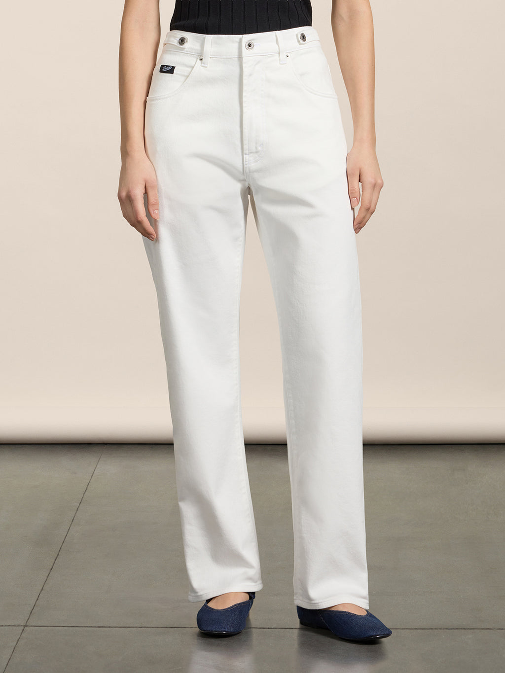 UNISEX RELAXED-FIT TROUSERS IN WHITE TENCEL COTTON WITH ELASTIC WAISTBAND - PURE WHITE - Check Active | Pence 1979
