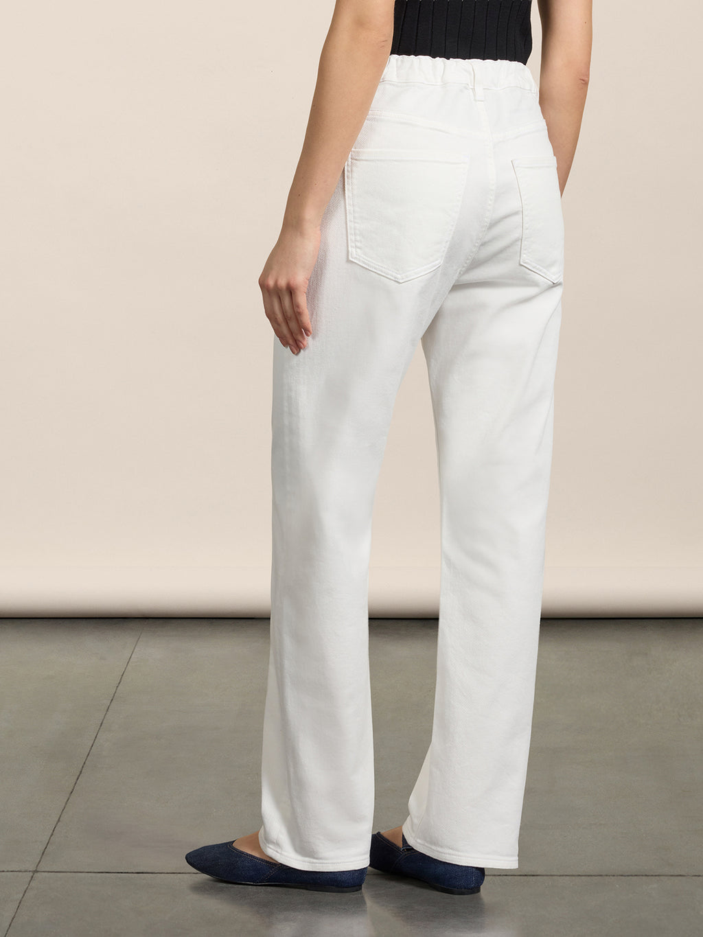 UNISEX RELAXED-FIT TROUSERS IN WHITE TENCEL COTTON WITH ELASTIC WAISTBAND - PURE WHITE - Check Active | Pence 1979