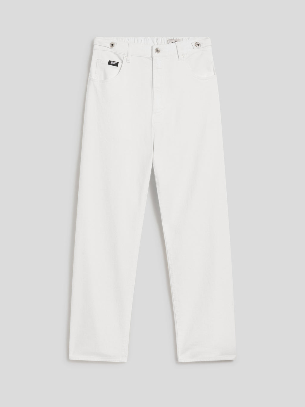 UNISEX RELAXED-FIT TROUSERS IN WHITE TENCEL COTTON WITH ELASTIC WAISTBAND - PURE WHITE - Check Active | Pence 1979