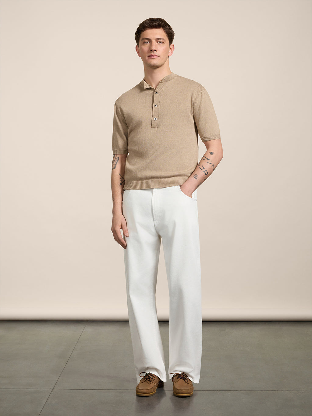 UNISEX RELAXED-FIT TROUSERS IN WHITE TENCEL COTTON WITH ELASTIC WAISTBAND - PURE WHITE - Check Active | Pence 1979