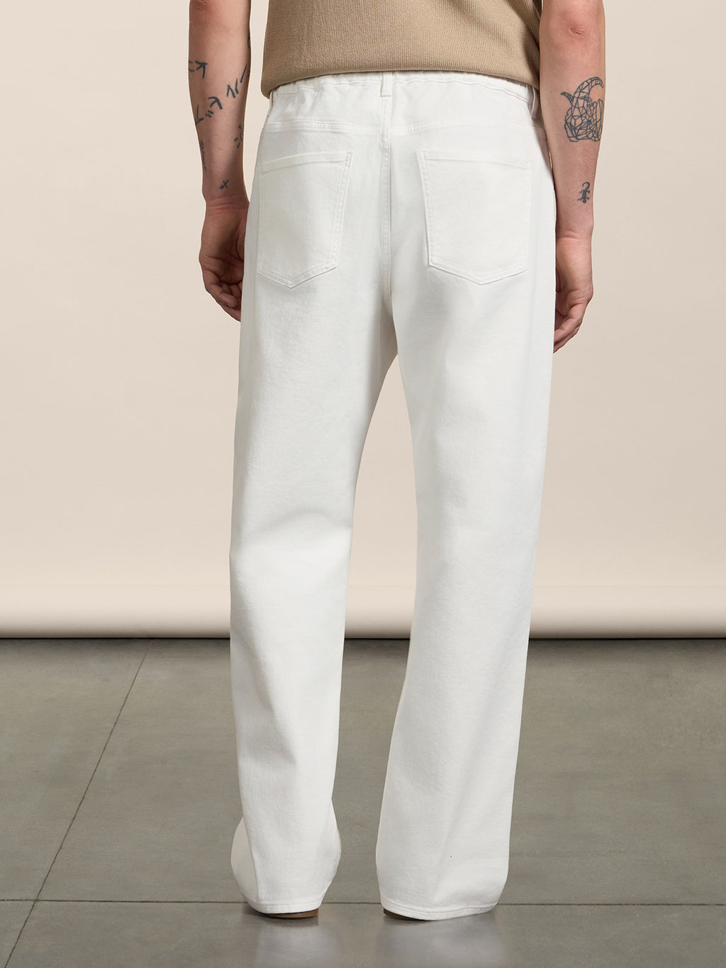 UNISEX RELAXED-FIT TROUSERS IN WHITE TENCEL COTTON WITH ELASTIC WAISTBAND - PURE WHITE - Check Active | Pence 1979