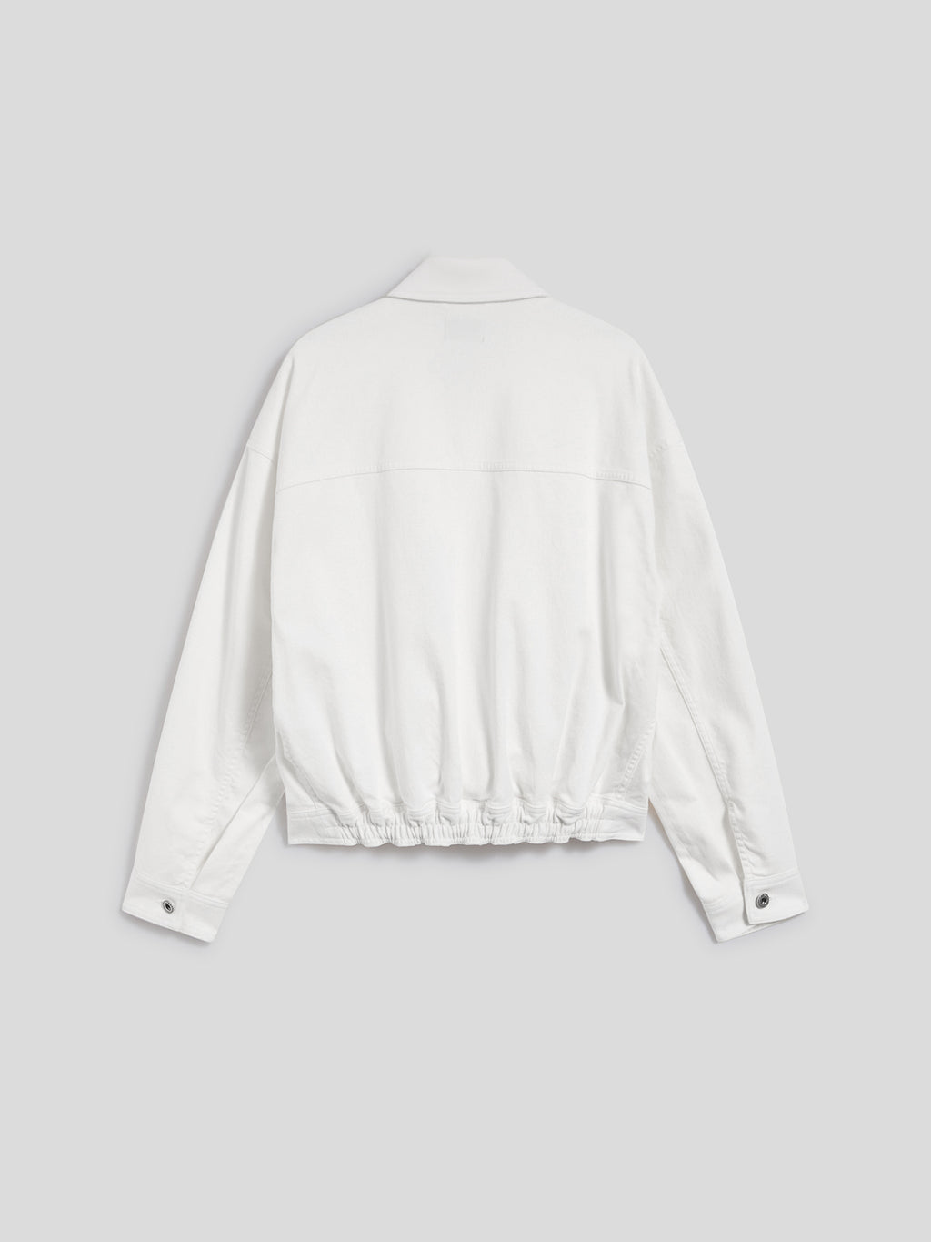 UNISEX OVER-FIT JACKET IN WHITE STRETCH COTTON WITH ELASTIC BAND - PURE WHITE - Check Active | Pence 1979
