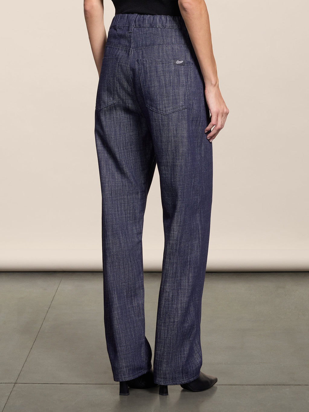 RELAXED FIT SPICY BLUE DENIM FIVE POCKETS WITH ELASTIC WAISTBAND - SPICY BLUE - Check Active | Pence 1979
