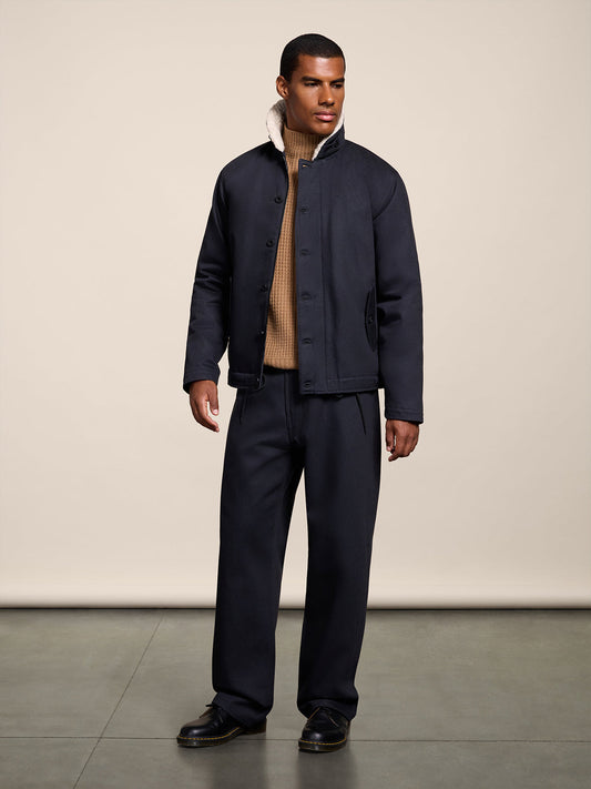 RELAXED FIT CARBON DENIM FIVE POCKET PANTS WITH ELASTIC WAISTBAND - CARBON - Check Active | Pence 1979