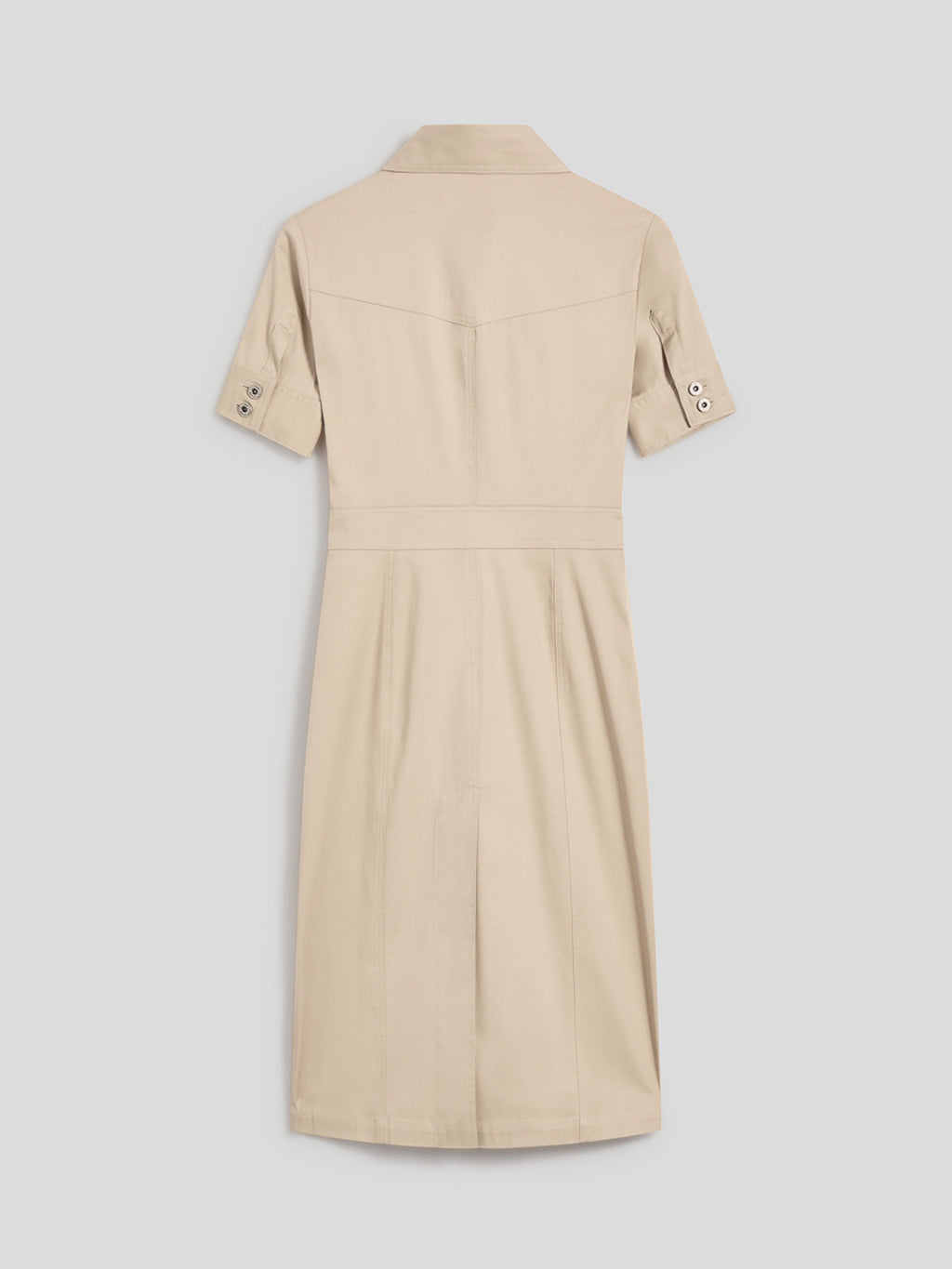 SLIM-FIT MIDI SHORT-SLEEVED DRESS IN COLONIAL COTTON WITH POCKETS - COLONIAL - Check Active | Pence 1979