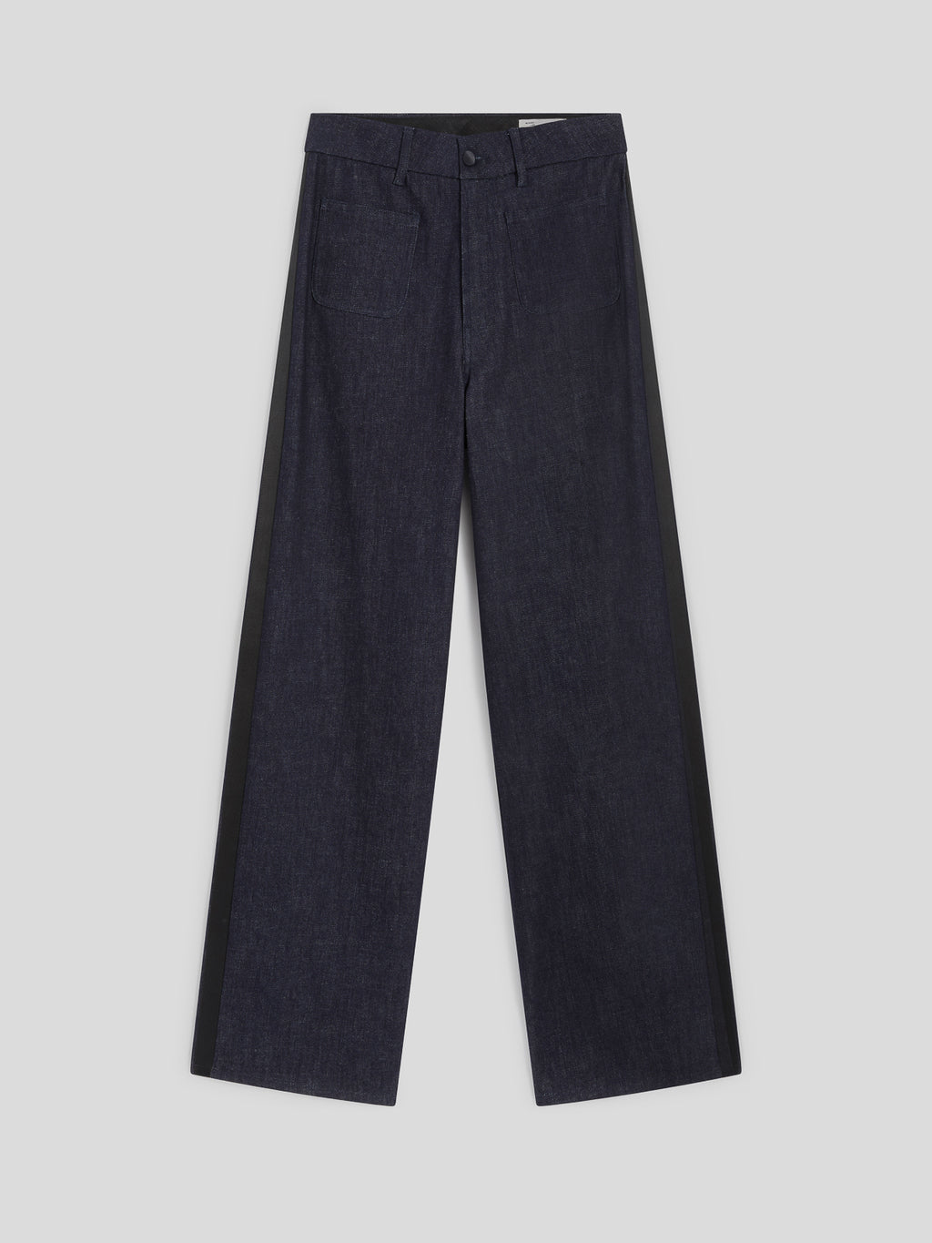 HIGH-WAISTED REGULAR-FIT TROUSERS IN DARK BLUE COMFORT DENIM WITH WORKMANSHIP - NIGHT BLUE - Check Active | Pence 1979