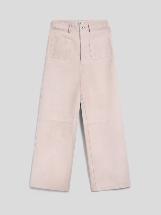 REGULAR-FIT HIGH-WAISTED TROUSERS IN PINK SUEDE - DUSTY ROSE - promo code | Pence 1979